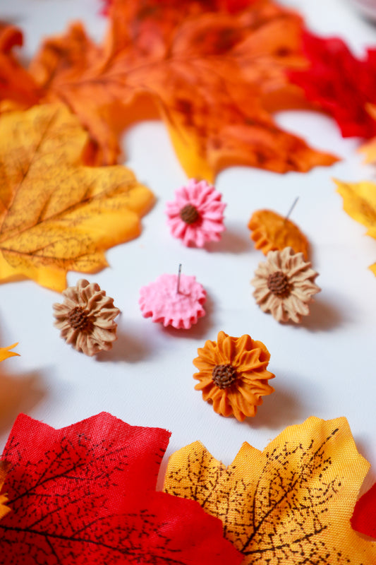 Set cvjetića u tri boje - polimerne naušnice