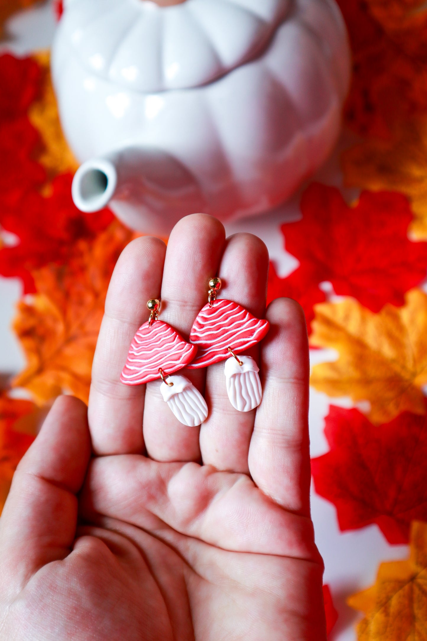 Crvene gljive - polimerne naušnice