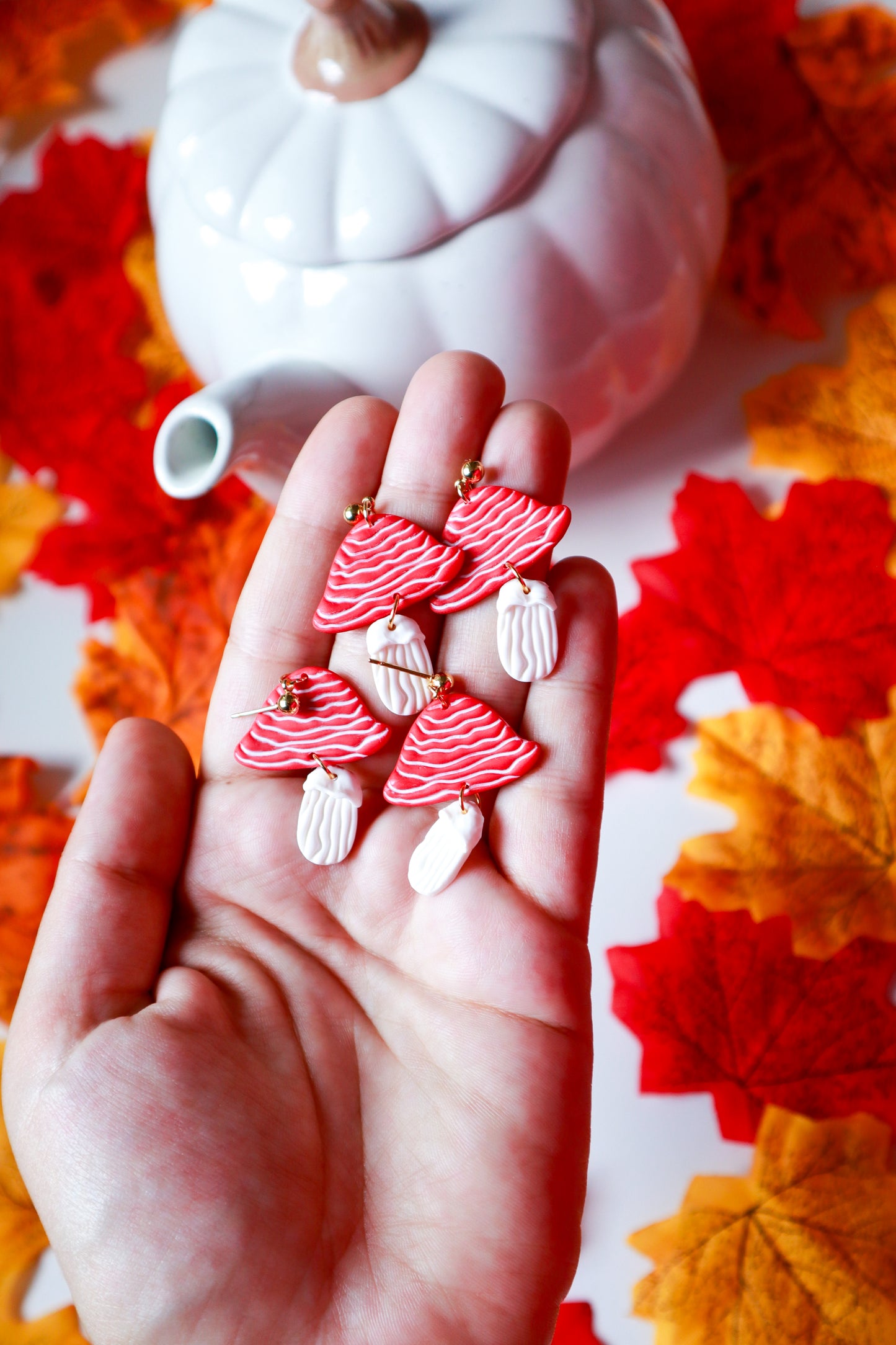 Crvene gljive - polimerne naušnice