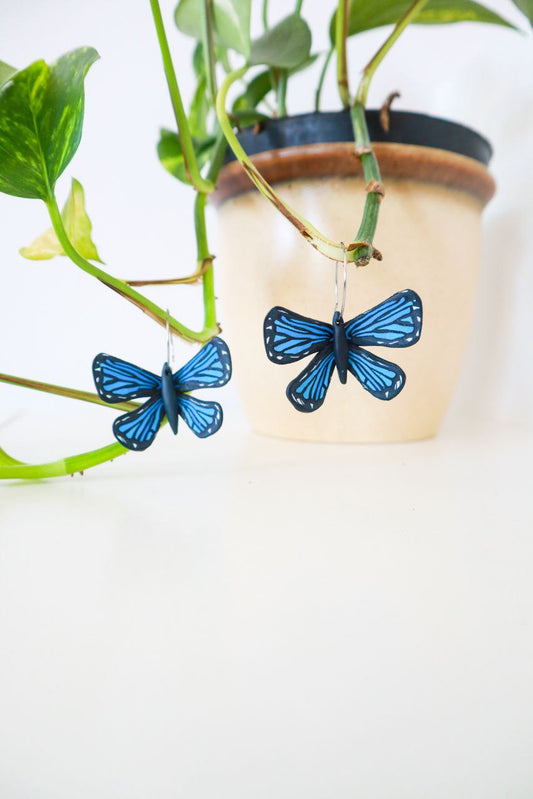 Plavi monarh leptiri - naušnice