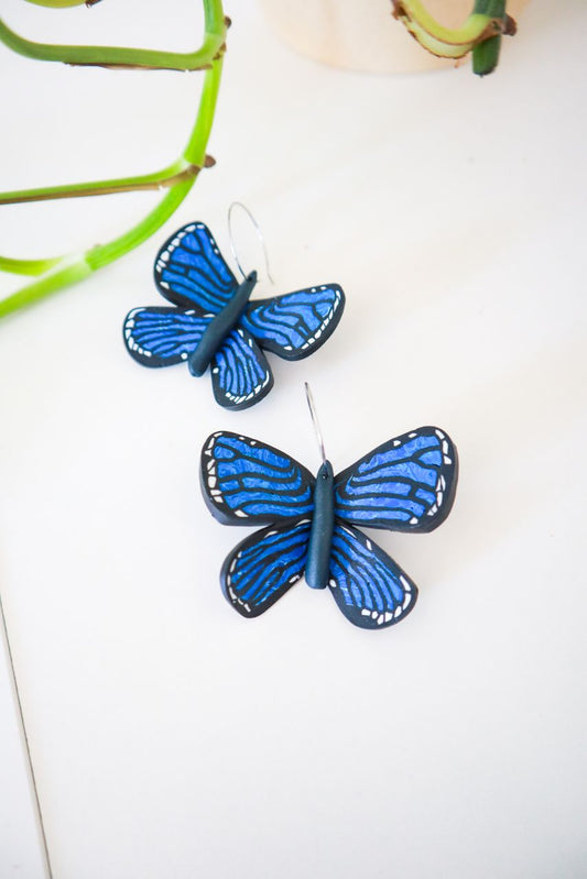 Veliki plavi monarh leptiri - naušnice